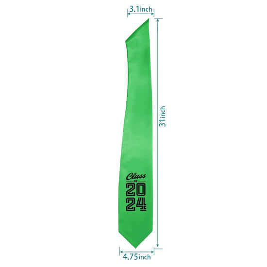 Green Class of 2024 Graduation Stole/Sash with Classic Tips by Wholesale Grad Supply