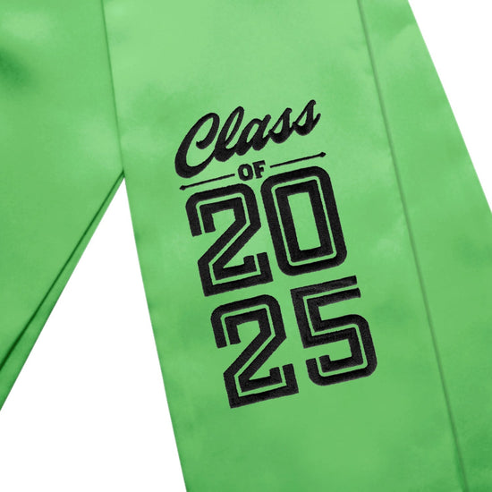 Green Class of 2025 Graduation Stole/Sash with Classic Tips by Wholesale Grad Supply