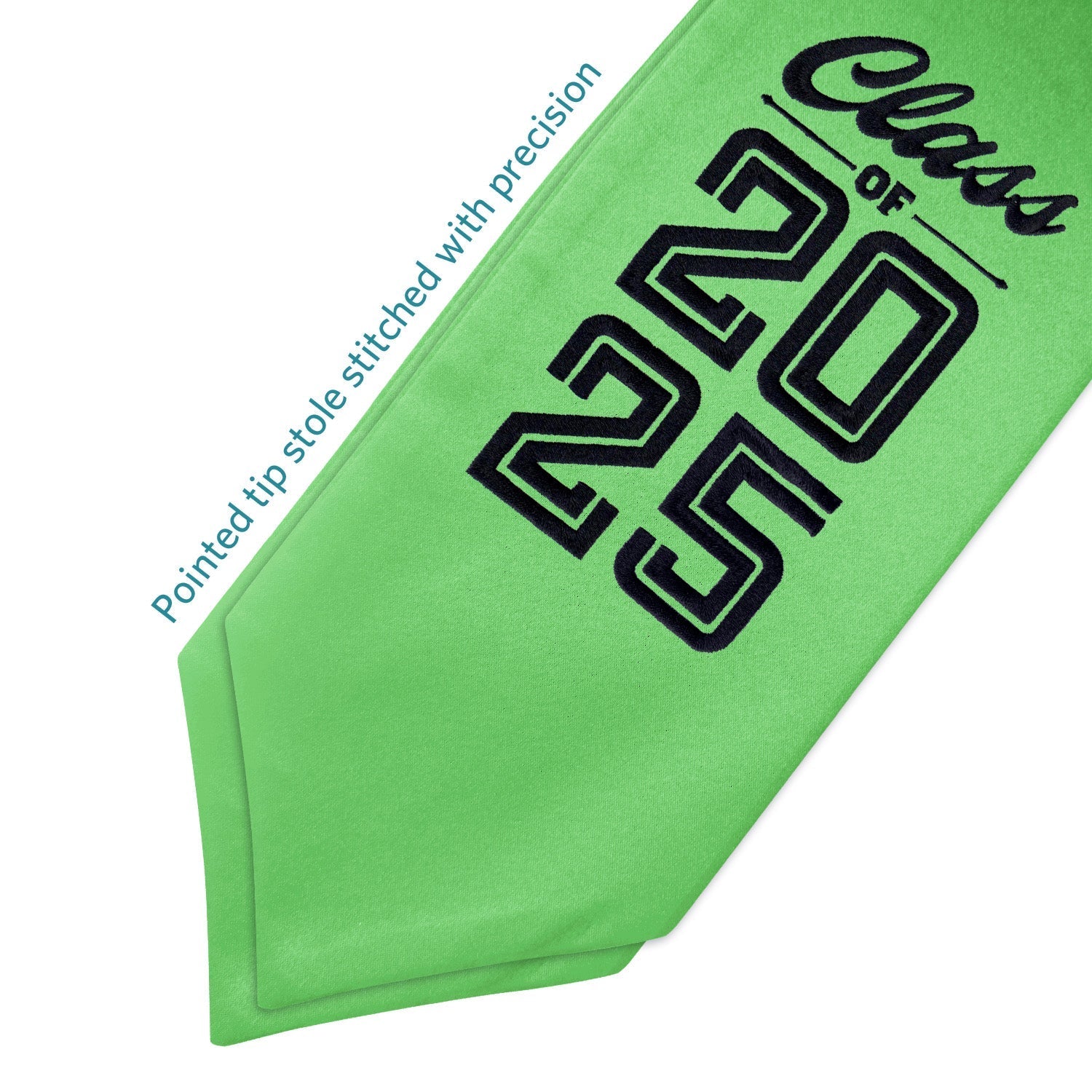 Green Class of 2025 Graduation Stole/Sash with Classic Tips by Wholesale Grad Supply