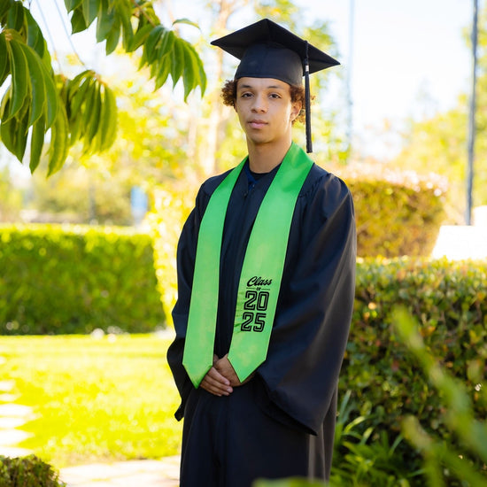 Green Class of 2025 Graduation Stole/Sash with Classic Tips by Wholesale Grad Supply