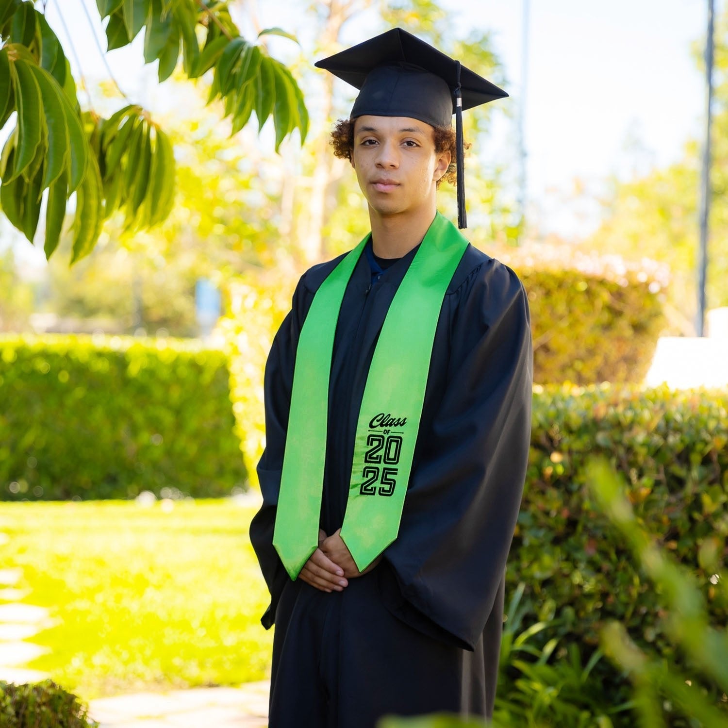 Green Class of 2025 Graduation Stole/Sash with Classic Tips by Wholesale Grad Supply