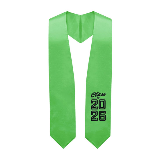 Green Class of 2026 Graduation Stole/Sash with Classic Tips by Wholesale Grad Supply