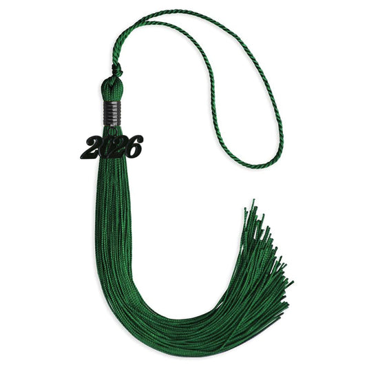 Green Graduation Tassel with Black Bling Charm by Wholesale Grad Supply
