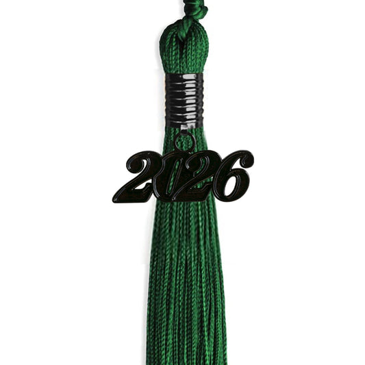 Green Graduation Tassel with Black Bling Charm by Wholesale Grad Supply
