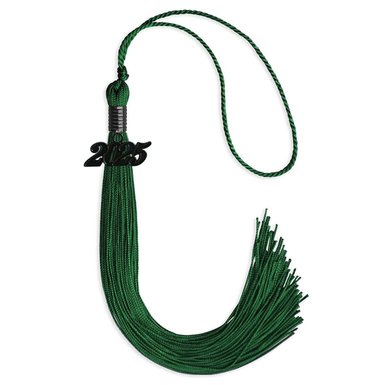 Green Graduation Tassel with Black Bling Charm by Wholesale Grad Supply