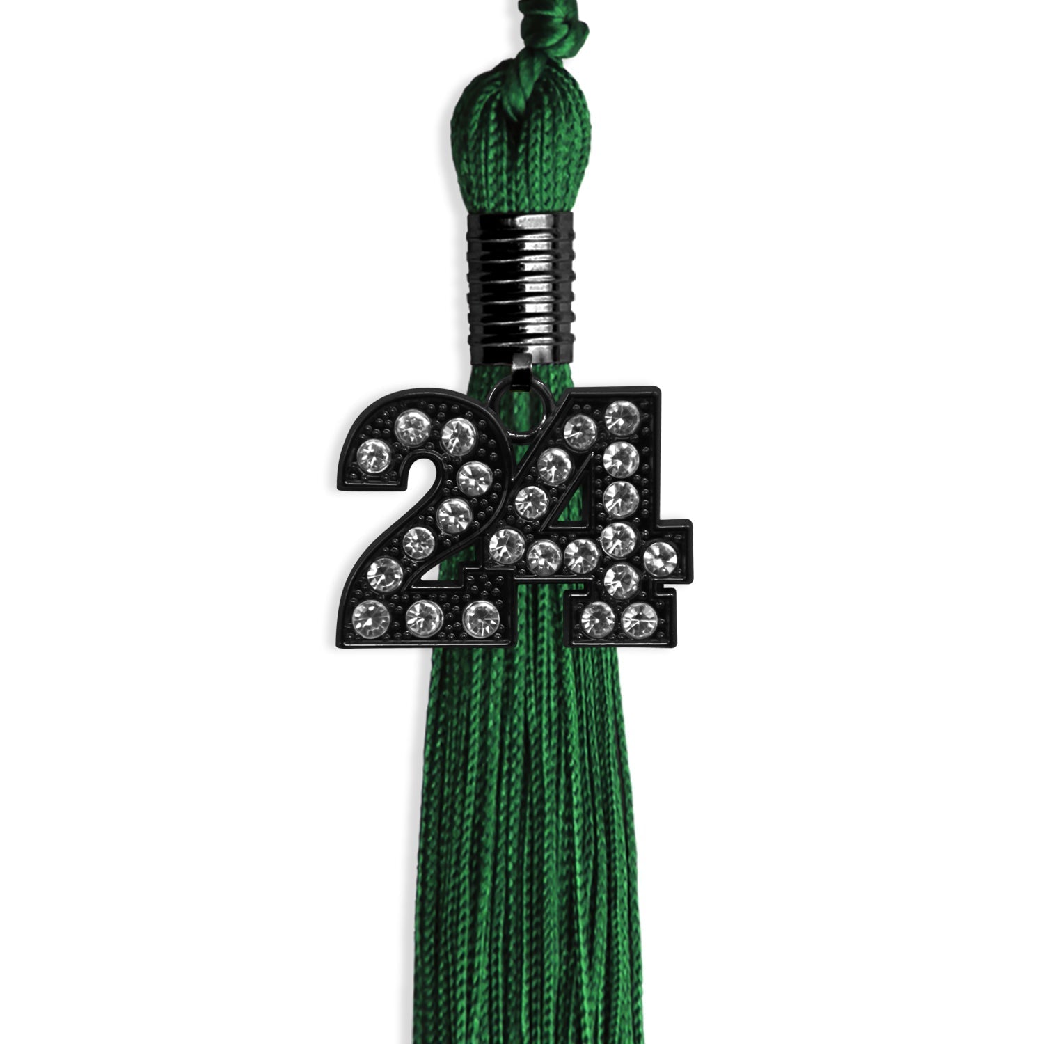 Green Graduation Tassel with Black Bling Charm by Wholesale Grad Supply