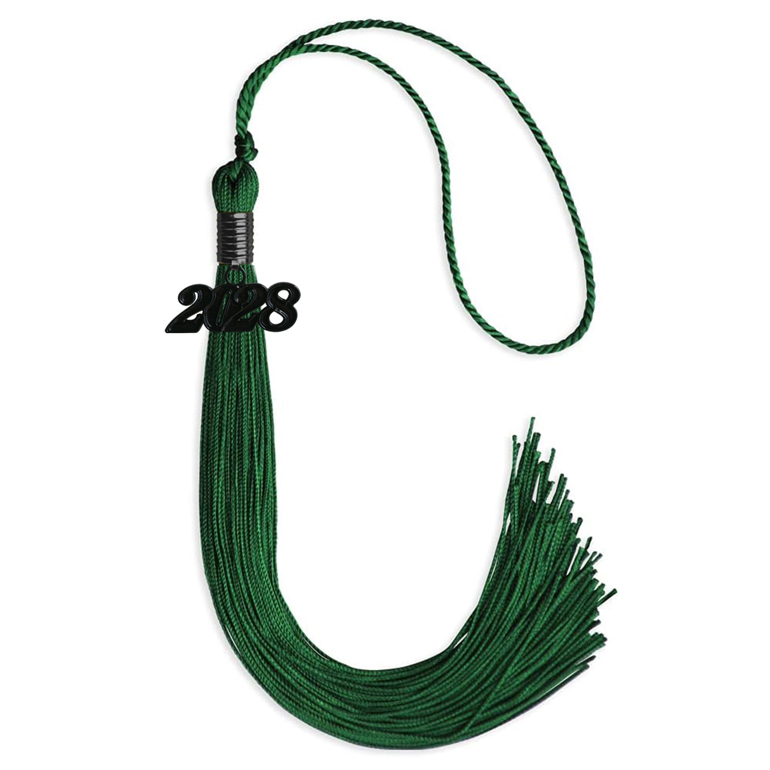 Green Graduation Tassel with Black Bling Charm by Wholesale Grad Supply