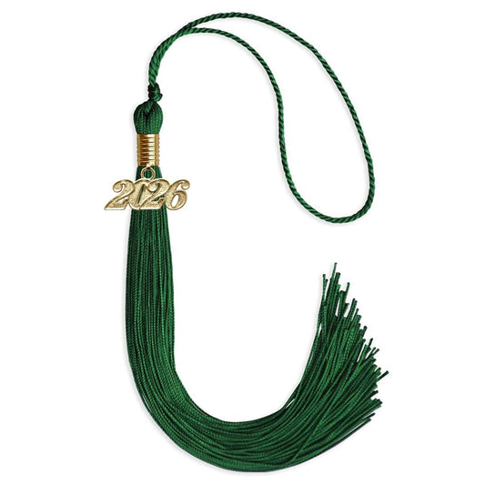 Green Graduation Tassel with Gold Bling Charm by Wholesale Grad Supply