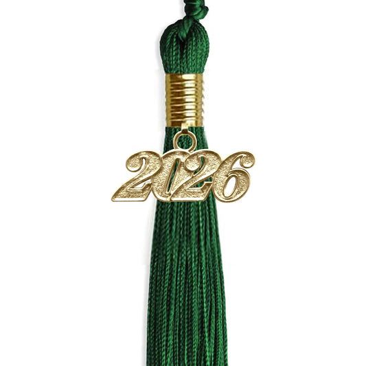 Green Graduation Tassel with Gold Bling Charm by Wholesale Grad Supply