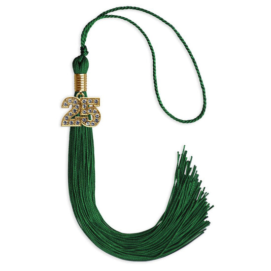 Green Graduation Tassel with Gold Bling Charm by Wholesale Grad Supply