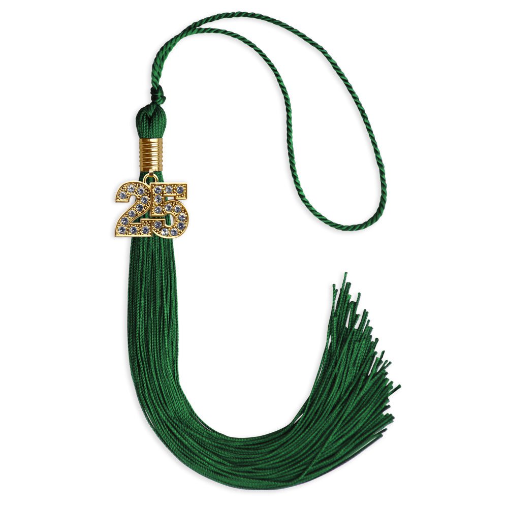 Green Graduation Tassel with Gold Bling Charm by Wholesale Grad Supply