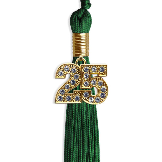 Green Graduation Tassel with Gold Bling Charm by Wholesale Grad Supply