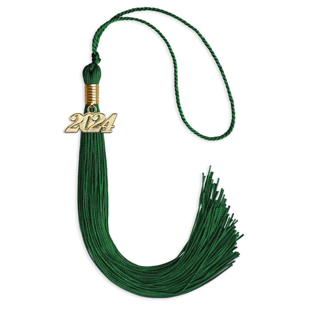 Green Graduation Tassel with Gold Bling Charm by Wholesale Grad Supply