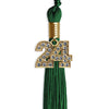 Green Graduation Tassel with Gold Bling Charm by Wholesale Grad Supply
