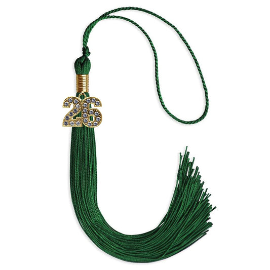 Green Graduation Tassel with Gold Bling Charm by Wholesale Grad Supply