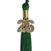 Green Graduation Tassel with Gold Bling Charm by Wholesale Grad Supply
