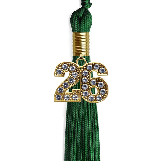 Green Graduation Tassel with Gold Bling Charm by Wholesale Grad Supply