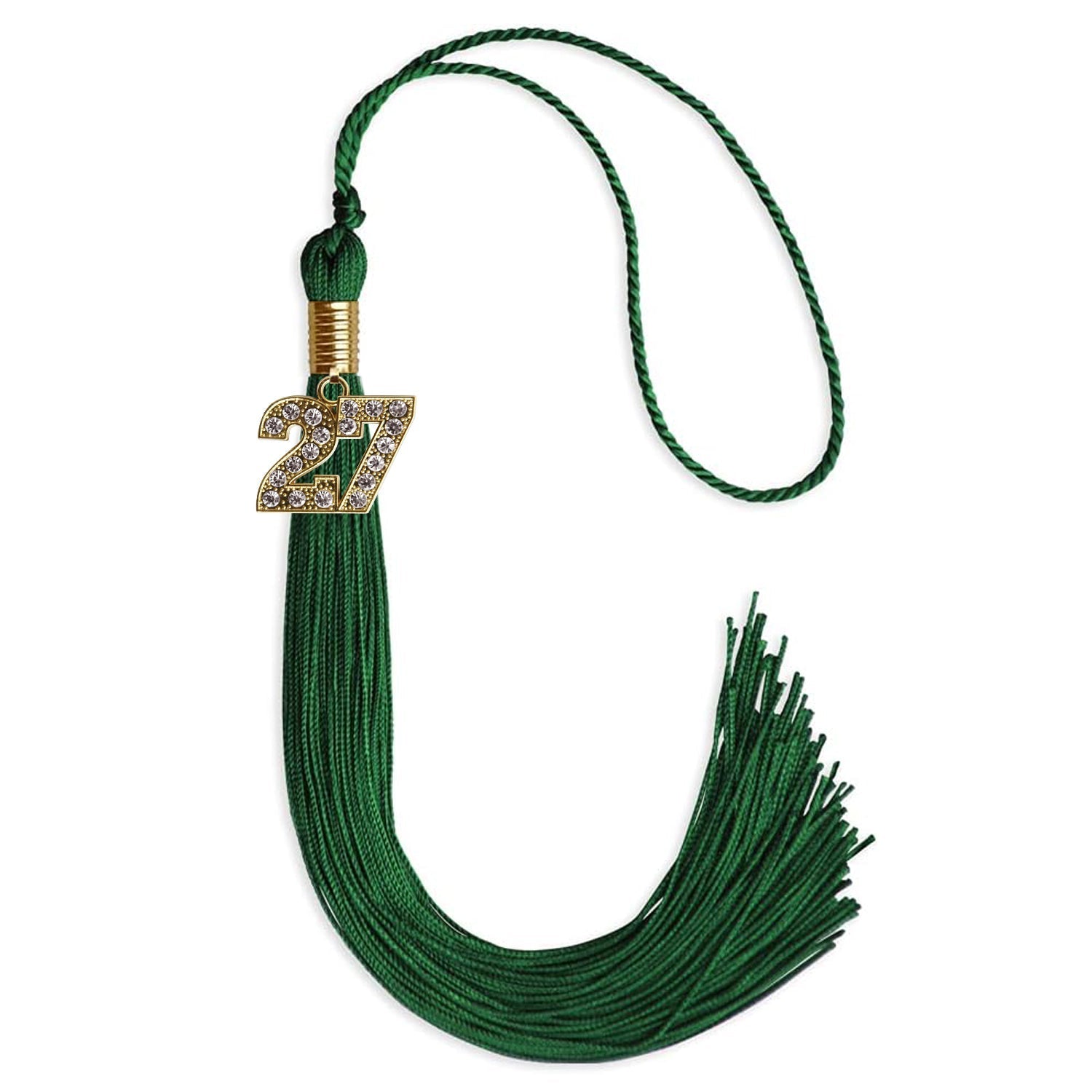Green Graduation Tassel with Gold Bling Charm by Wholesale Grad Supply