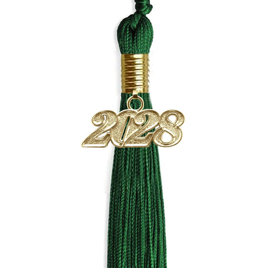 Green Graduation Tassel with Gold Bling Charm by Wholesale Grad Supply