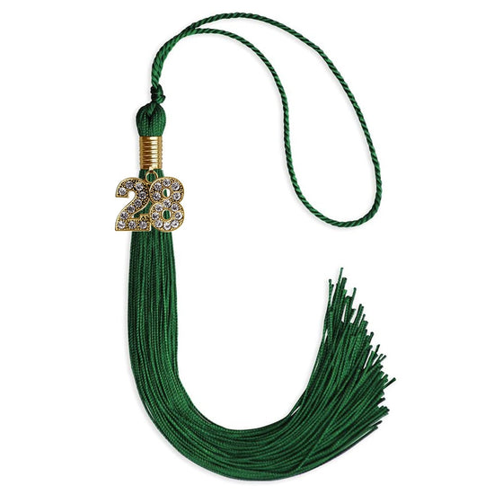 Green Graduation Tassel with Gold Bling Charm by Wholesale Grad Supply