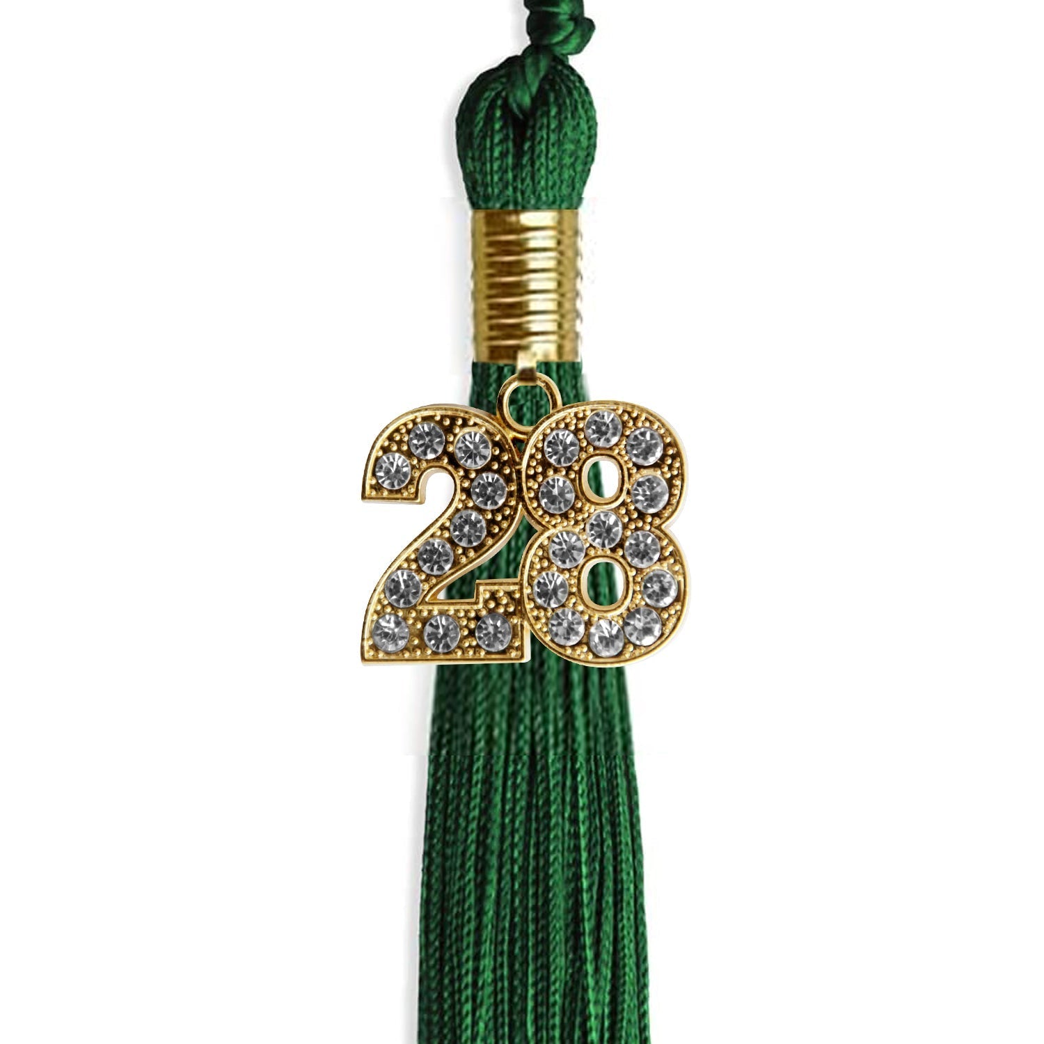 Green Graduation Tassel with Gold Bling Charm by Wholesale Grad Supply