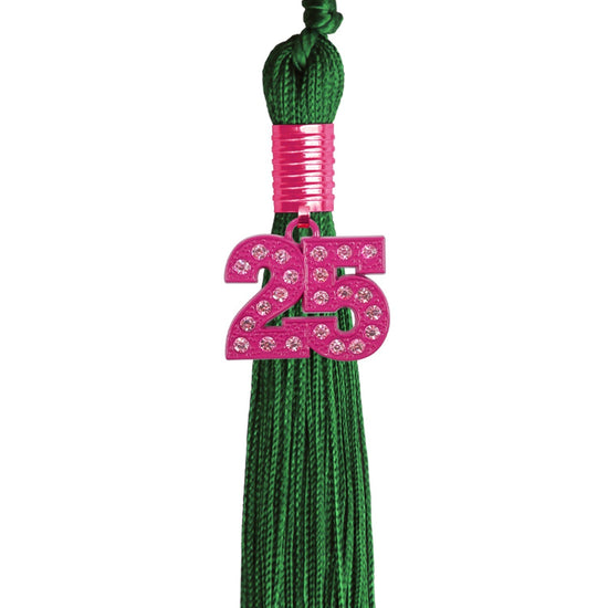 Green Graduation Tassel with Pink Bling Charm by Wholesale Grad Supply