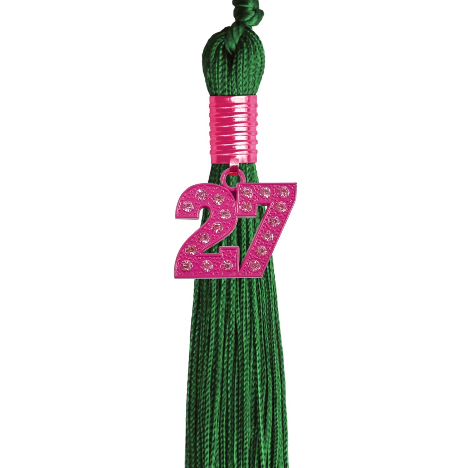 Green Graduation Tassel with Pink Bling Charm by Wholesale Grad Supply