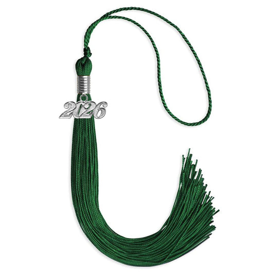 Green Graduation Tassel with Silver Bling Charm by Wholesale Grad Supply