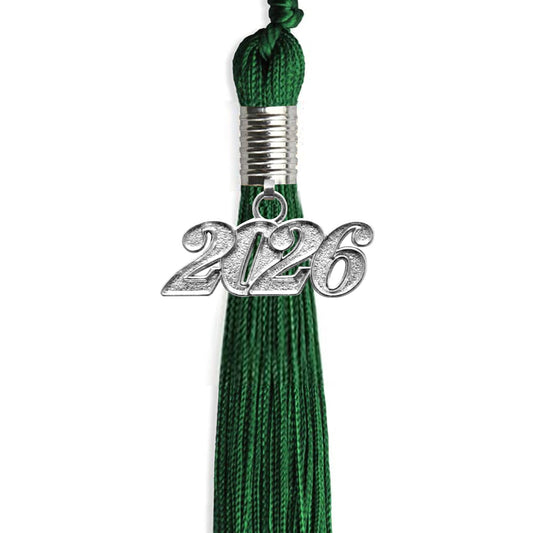 Green Graduation Tassel with Silver Bling Charm by Wholesale Grad Supply