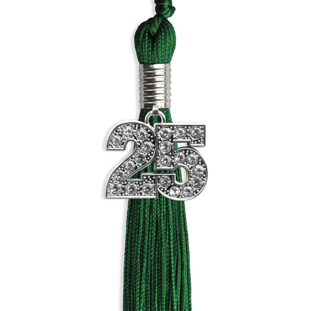 Green Graduation Tassel with Silver Bling Charm by Wholesale Grad Supply