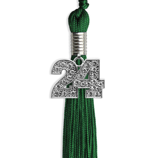 Green Graduation Tassel with Silver Bling Charm by Wholesale Grad Supply