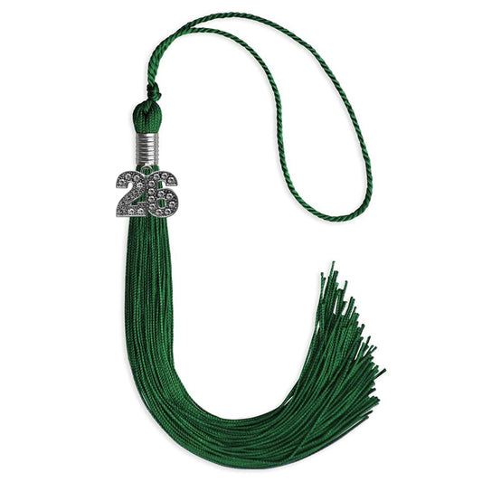 Green Graduation Tassel with Silver Bling Charm by Wholesale Grad Supply
