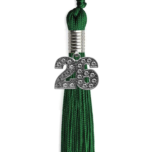 Green Graduation Tassel with Silver Bling Charm by Wholesale Grad Supply