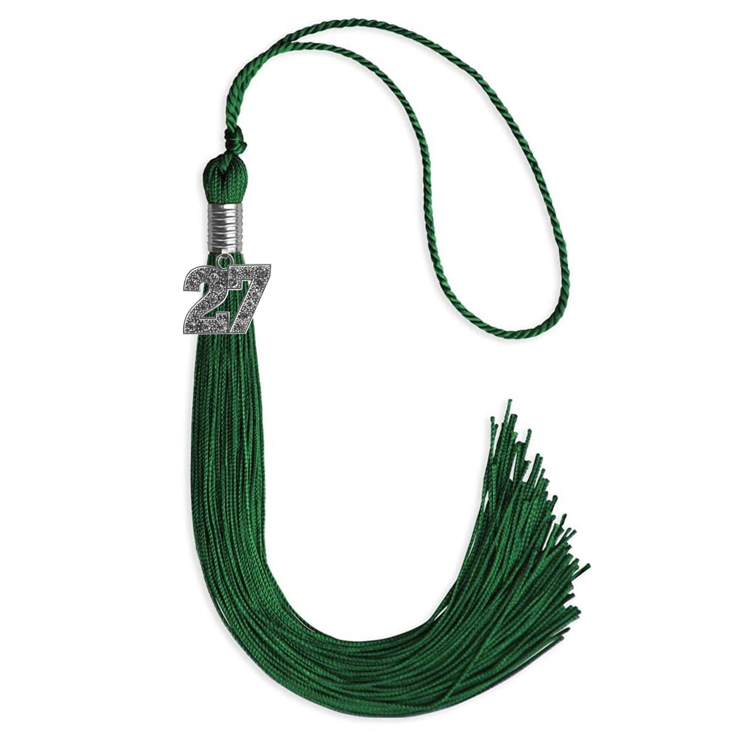 Green Graduation Tassel with Silver Bling Charm by Wholesale Grad Supply