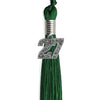 Green Graduation Tassel with Silver Bling Charm by Wholesale Grad Supply