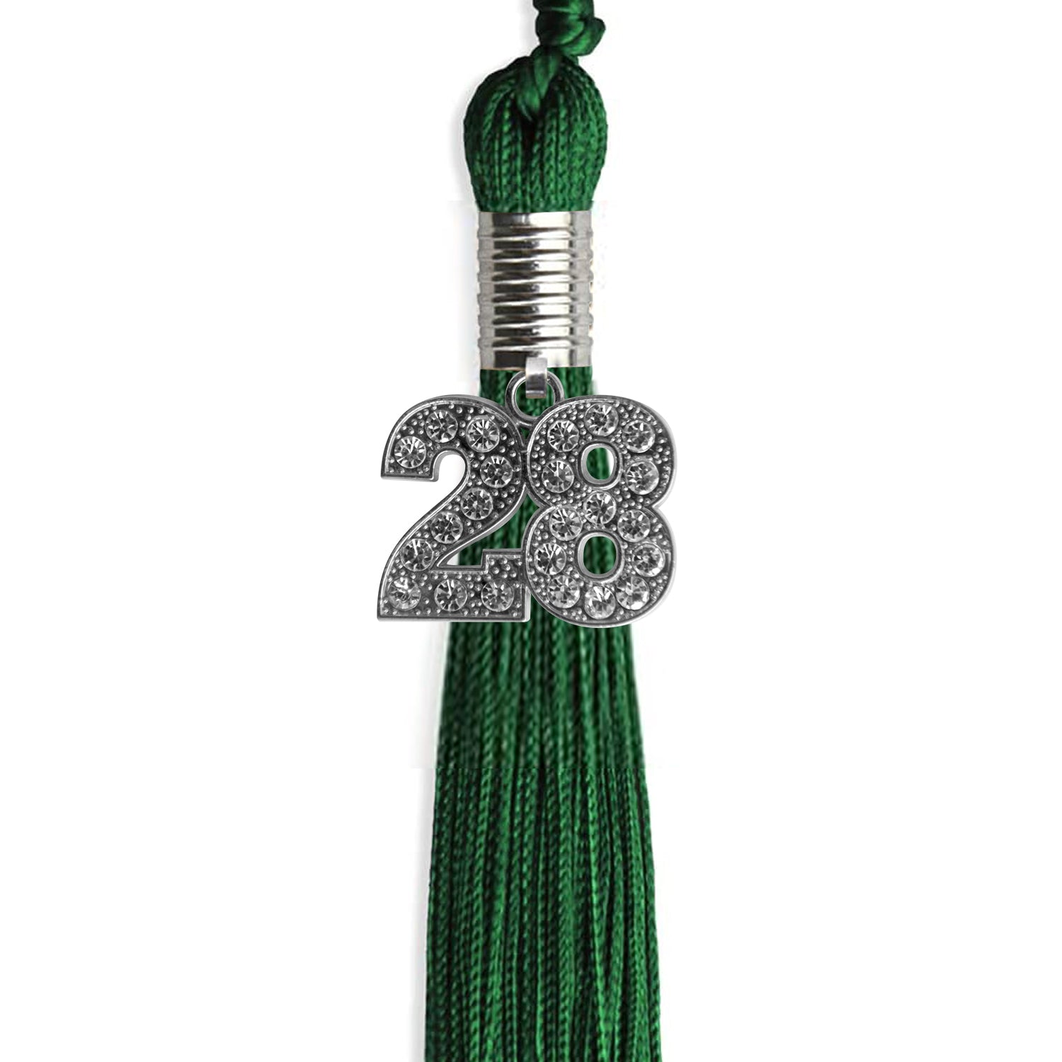 Green Graduation Tassel with Silver Bling Charm by Wholesale Grad Supply
