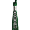 Green Graduation Tassel with Silver Stacked Date Drop by Wholesale Grad Supply