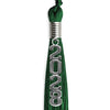 Green Graduation Tassel with Silver Stacked Date Drop by Wholesale Grad Supply