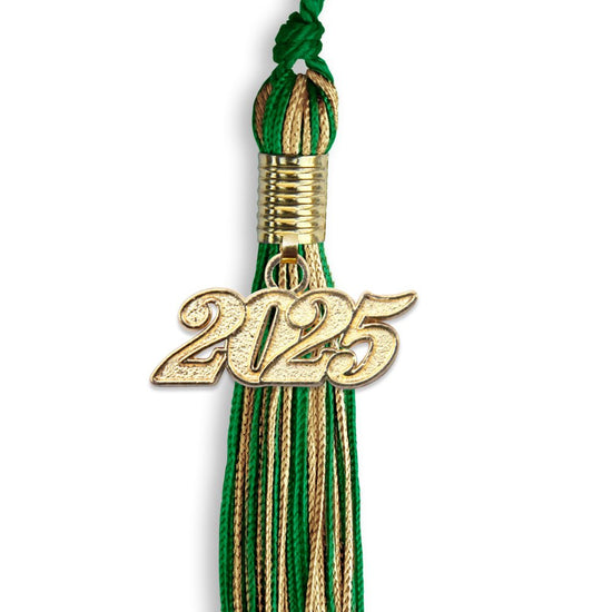 Green/Antique Gold Mixed Color Graduation Tassel with Gold Bling Charm by Wholesale Grad Supply