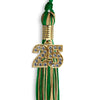 Green/Antique Gold Mixed Color Graduation Tassel with Gold Bling Charm by Wholesale Grad Supply