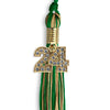 Green/Antique Gold Mixed Color Graduation Tassel with Gold Bling Charm by Wholesale Grad Supply