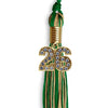 Green/Antique Gold Mixed Color Graduation Tassel with Gold Bling Charm by Wholesale Grad Supply