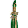 Green/Antique Gold Mixed Color Graduation Tassel with Gold Bling Charm by Wholesale Grad Supply