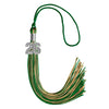 Green/Antique Gold Mixed Color Graduation Tassel with Silver Bling Charm by Wholesale Grad Supply