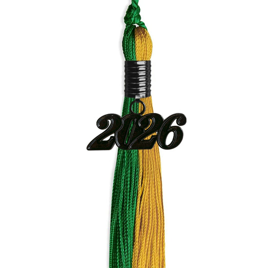 Green/Bright Gold Graduation Tassel with Black Bling Charm by Wholesale Grad Supply