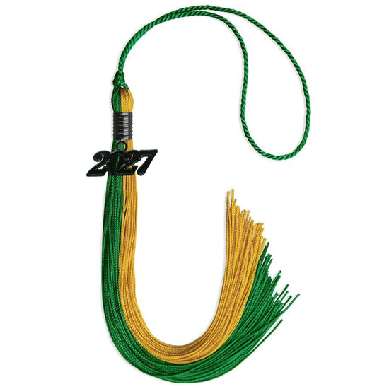Green/Bright Gold Graduation Tassel with Black Bling Charm by Wholesale Grad Supply