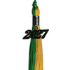 Green/Bright Gold Graduation Tassel with Black Bling Charm by Wholesale Grad Supply