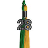 Green/Bright Gold Graduation Tassel with Black Bling Charm by Wholesale Grad Supply