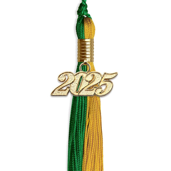 Green/Bright Gold Graduation Tassel with Gold Bling Charm by Wholesale Grad Supply