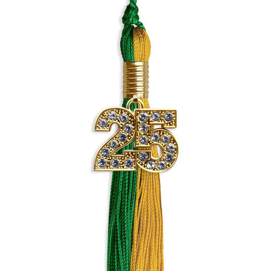 Green/Bright Gold Graduation Tassel with Gold Bling Charm by Wholesale Grad Supply